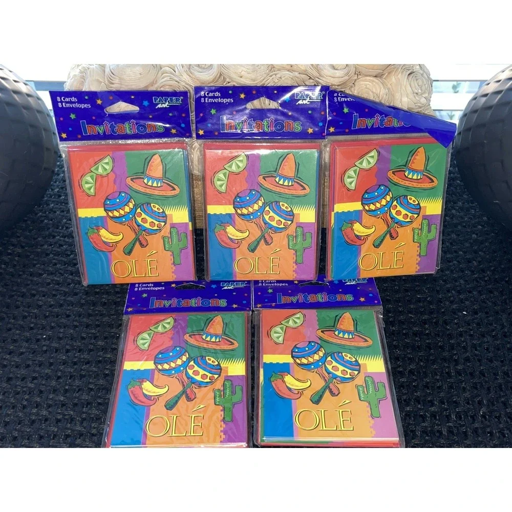 FIESTA PARTY‎ INVITIATIONS Cinco de Mayo / Birthday New Never Used 5 Packs